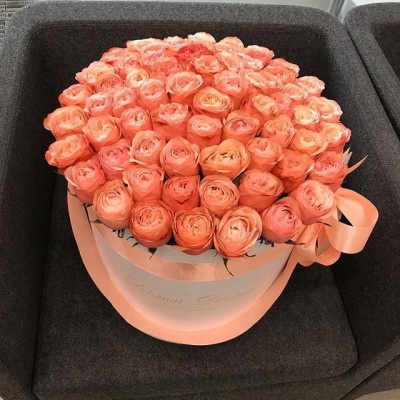 Оранжевые розы с крупными бутонами (Эквадор) в коробке